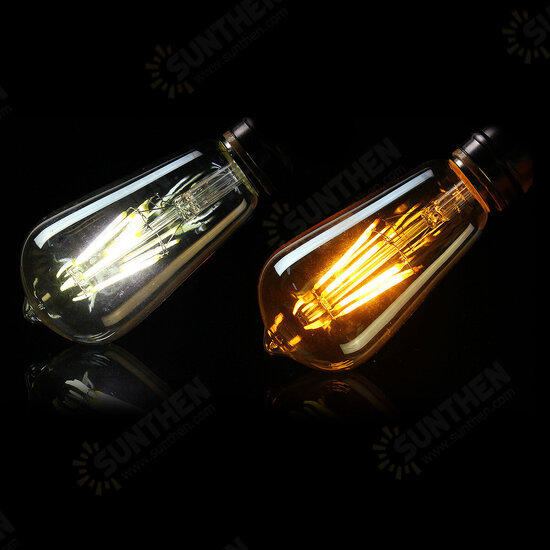 Amber Shell E27 / E26 ST58 6W COB 220V Edison Retro Light Blub Squirrel Cage Not Dimmable Warm White 600lm
