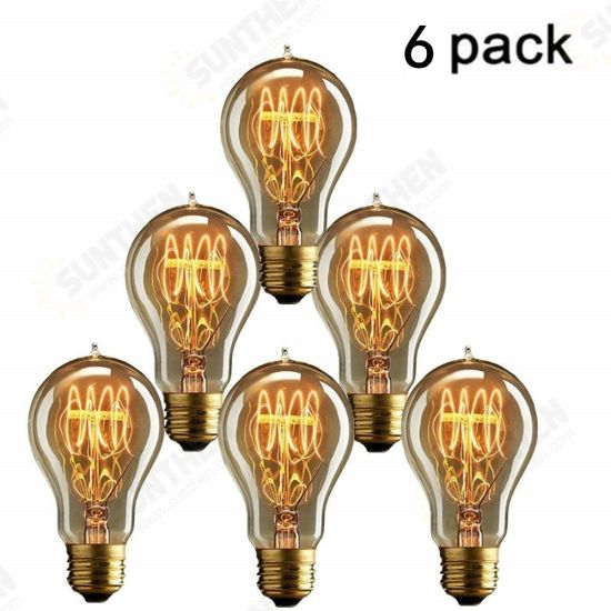 6Pcs E27 40W AC230V Tungsten Filament Lamp Edison Retro Series Tungsten Filament Round Wire