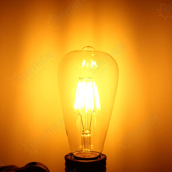 Dimmable E27 ST64 6W COB Filament Edison Vintage LED Light Bulb AC110V-120V