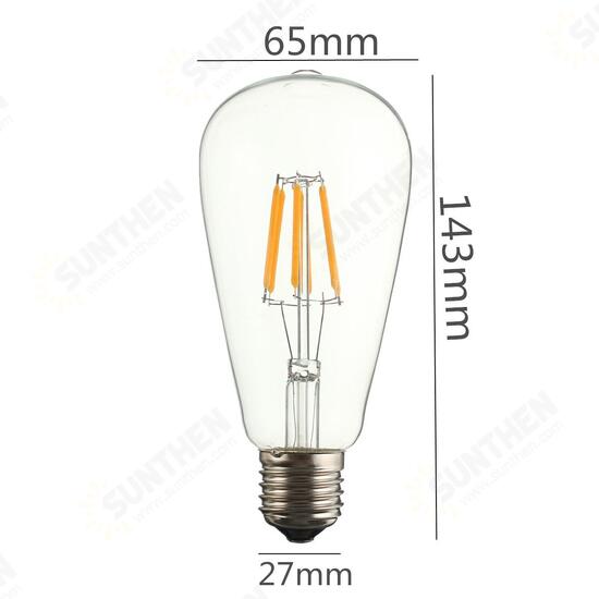 Dimmable E27 ST64 6W COB Filament Edison Vintage LED Light Bulb AC110V-120V