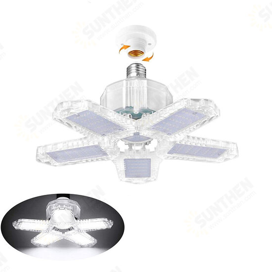 LED Garage Light E26/E27 Deformable Ceiling Light Warehouse Lighting Bulb with 5 Adjustable Panels