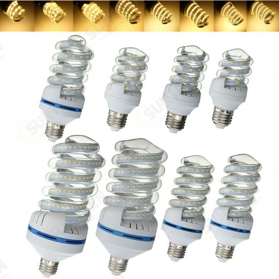 Spiral Style E27 5W-30W LED Ultra Bright Energy Saving Warm White Light Bulb AC86-245V