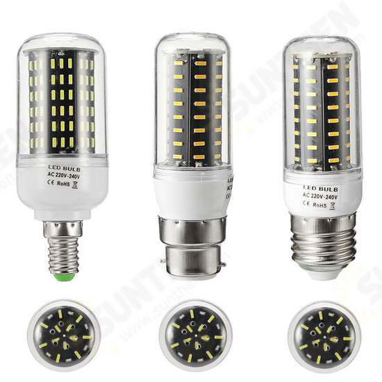 E27 E14 B22 7W 12W LED SMD 4014 1000Lm Pure White Warm White Cover Corn Light Bulb AC110V AC220V