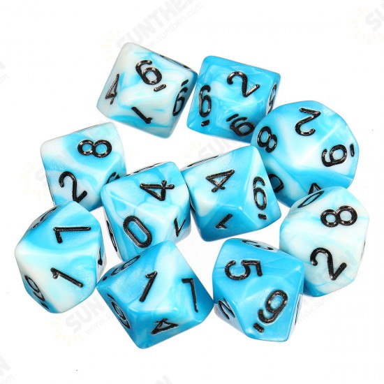 10pcs 10 Sided Dice D10 Polyhedral Dice RPG Role Playing Game Dices w/ bag