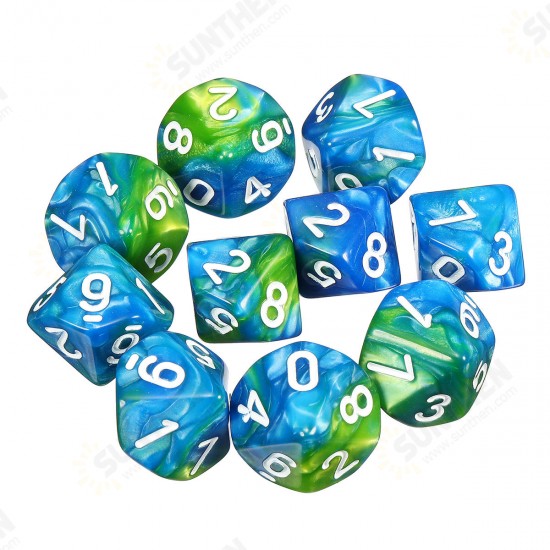 10pcs 10 Sided Dice D10 Polyhedral Dice RPG Role Playing Game Dices w/ bag