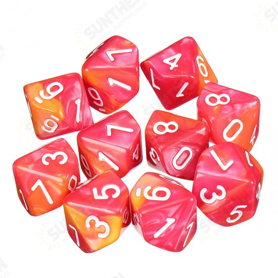 10pcs 10 Sided Dice D10 Polyhedral Dice RPG Role Playing Game Dices w/ bag