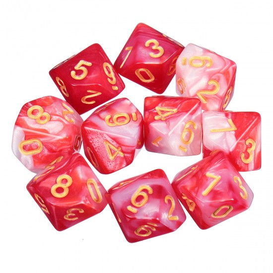 10pcs 10 Sided Dice D10 Polyhedral Dice RPG Role Playing Game Dices w/ bag