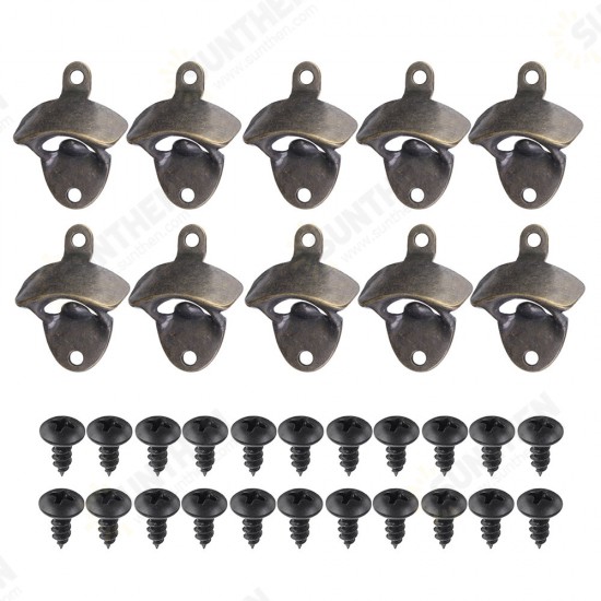 10pcs Bottle Openers Cast Iron Wall Mounted Bar Vintage Style Bars Bottle Opener