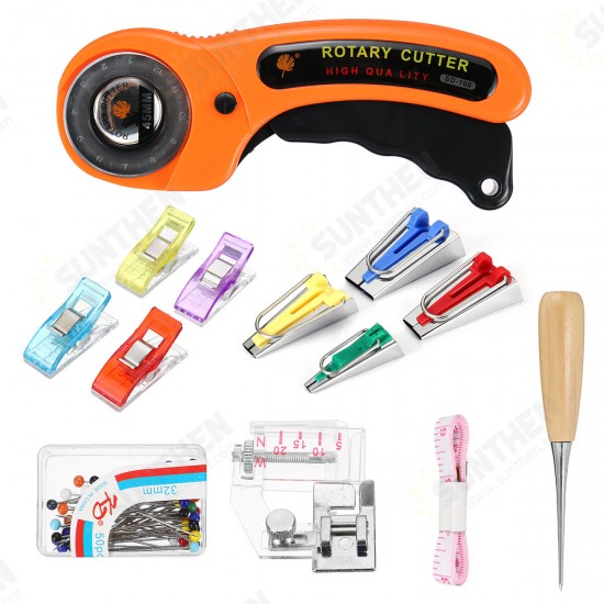 1/12/13Pcs Fabric Bias Tape Maker Rotary Cutter Kit Sewing Quilting Awl Pin Binder Foot Tools Set