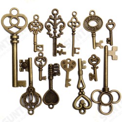 13pcs Antique Vintage Old Look Skeleton Key Lot Set Pendant Heart Bow Lock Steampunk Jewel 13pcs Antique Vintage Old Look Skeleton Key Lot Set Pendant Heart Bow Lock Steampunk Jewel