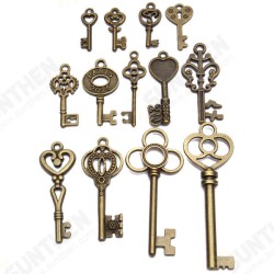 13pcs Antique Vintage Old Look Skeleton Key Lot Set Pendant Heart Bow Lock Steampunk Jewel 13pcs Antique Vintage Old Look Skeleton Key Lot Set Pendant Heart Bow Lock Steampunk Jewel