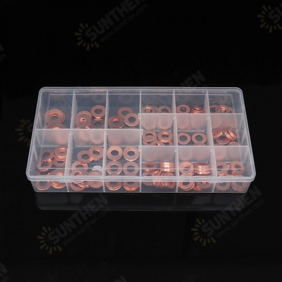 150pcs Copper Diesel Injector Washer Seal Assortment Set Fuel Injector Seal Ring