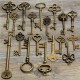 18Pcs Antique Vintage Old Look Skeleton Key Lot Pendant Heart Bow Lock Steampunk