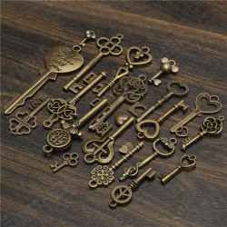 19Pcs Antique Vintage Old Look Skeleton Key Set Lot Pendant Heart Bow Lock Steampunk Jewel 19Pcs Antique Vintage Old Look Skeleton Key Set Lot Pendant Heart Bow Lock Steampunk Jewel