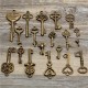 19Pcs Antique Vintage Old Look Skeleton Key Set Lot Pendant Heart Bow Lock Steampunk Jewel