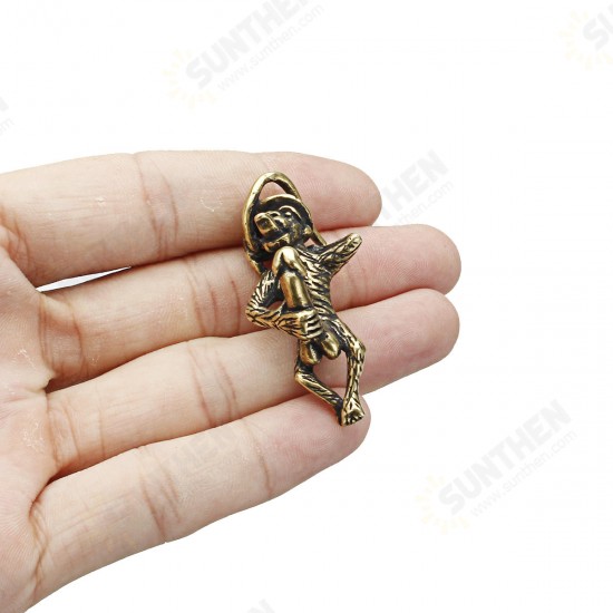 1pc Thai Amulet Paladkik Monkey Key Clip Chain Miniature Brass Magic Holy Wealthy Luck Gift Decor