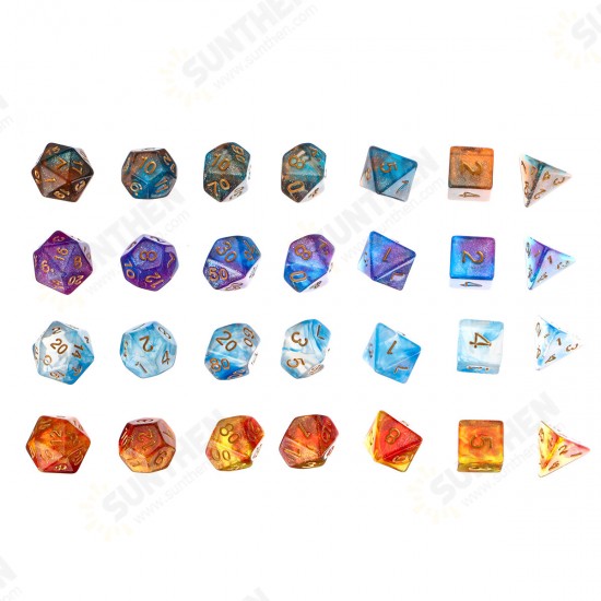 28Pcs Galaxy Concept Polyhedral Dice Acrylic Dices Role Playing Board Table Game With Pouch