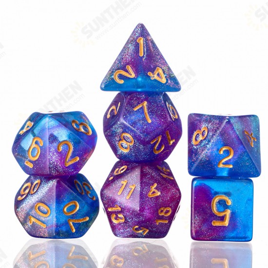 28Pcs Galaxy Concept Polyhedral Dice Acrylic Dices Role Playing Board Table Game With Pouch