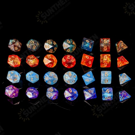 28Pcs Galaxy Concept Polyhedral Dice Acrylic Dices Role Playing Board Table Game With Pouch