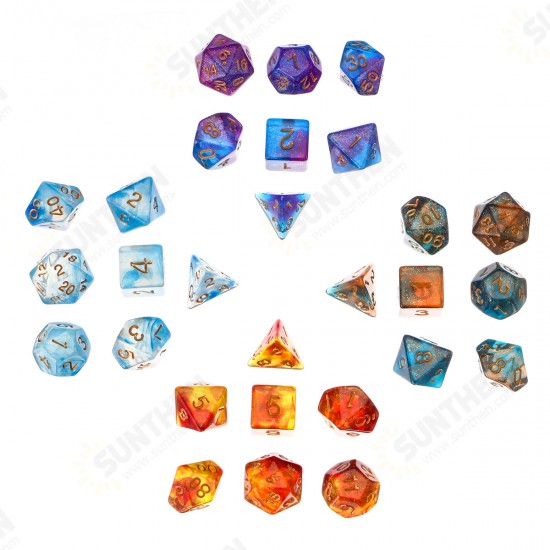 28Pcs Galaxy Concept Polyhedral Dice Acrylic Dices Role Playing Board Table Game With Pouch