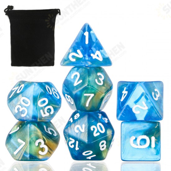 3/7Pcs Polyhedral Dices For Dungeons Dragons Games D20 D12 D10 D8 D6 D4 + Pouch