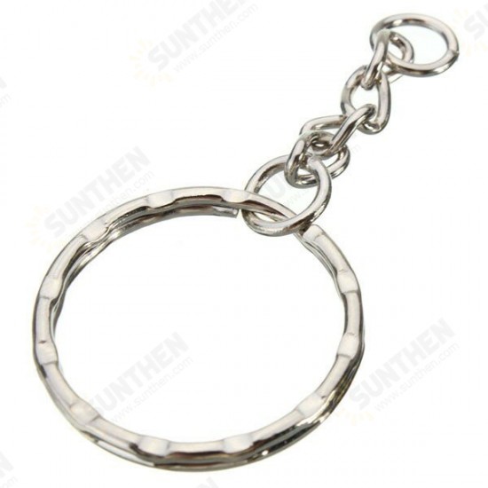 50Pcs 55mm Keyring Blanks Silver Tone Keychain Key Fob Split Rings 4 Link Chain