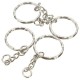 50Pcs 55mm Keyring Blanks Silver Tone Keychain Key Fob Split Rings 4 Link Chain