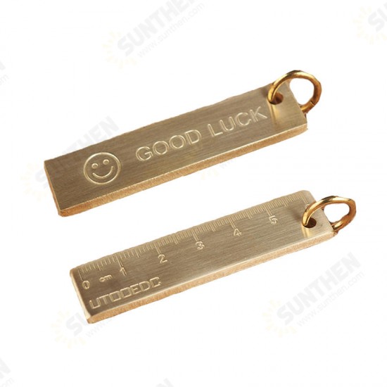 60mm EDC Copper Keychain Good Luck Ruler With Key Ring