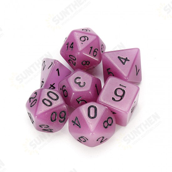 7 Pcs Luminous Polyhedral Dices Multi-sided Dice Set Polyhedral Dices With Dice Cup RPG Gadget