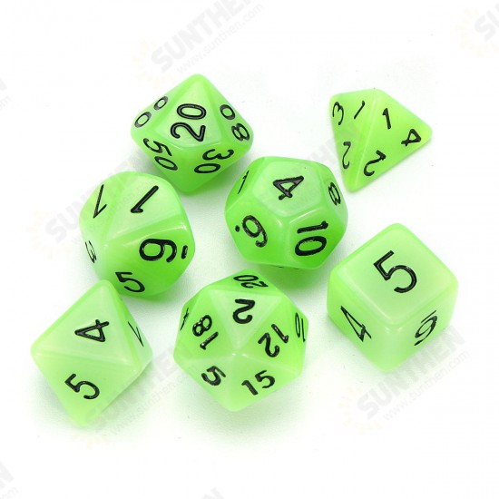 7 Pcs Luminous Polyhedral Dices Multi-sided Dice Set Polyhedral Dices With Dice Cup RPG Gadget