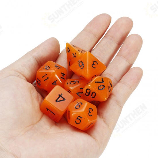 7 Pcs Luminous Polyhedral Dices Multi-sided Dice Set Polyhedral Dices With Dice Cup RPG Gadget