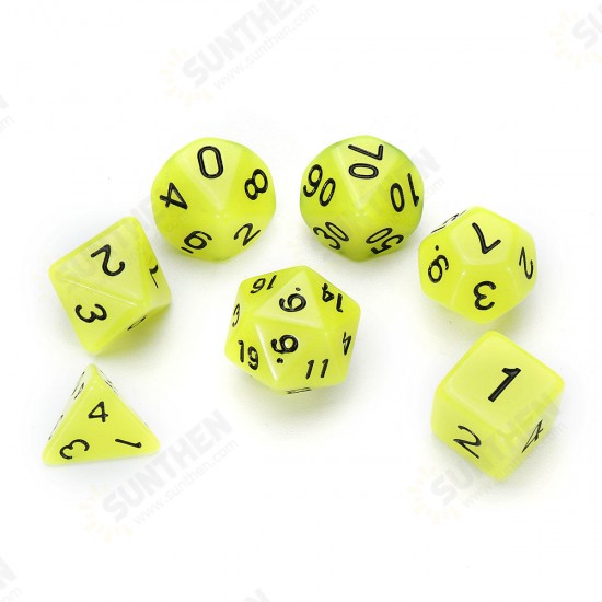 7 Pcs Luminous Polyhedral Dices Multi-sided Dice Set Polyhedral Dices With Dice Cup RPG Gadget