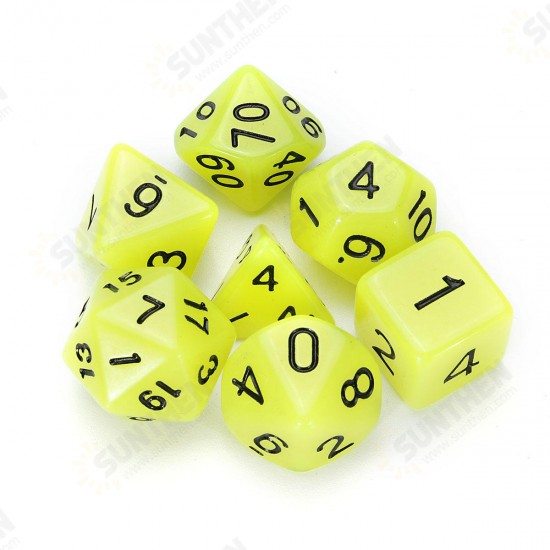 7 Pcs Luminous Polyhedral Dices Multi-sided Dice Set Polyhedral Dices With Dice Cup RPG Gadget