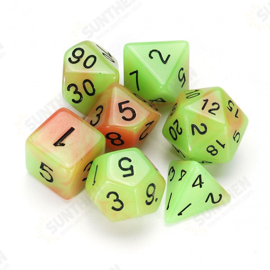 7 Pcs Luminous Polyhedral Dices Multisided Dices Dice Set With Dice Cup For RPG