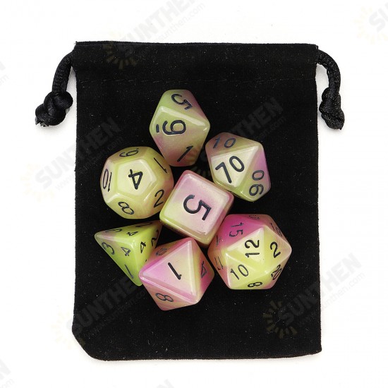 7 Pcs Luminous Polyhedral Dices Multisided Dices Dice Set With Dice Cup For RPG