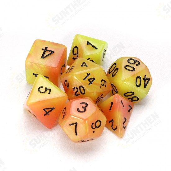 7 Pcs Luminous Polyhedral Dices Multisided Dices Dice Set With Dice Cup For RPG