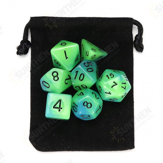 7 Pcs Luminous Polyhedral Dices Multisided Dices Dice Set With Dice Cup For RPG