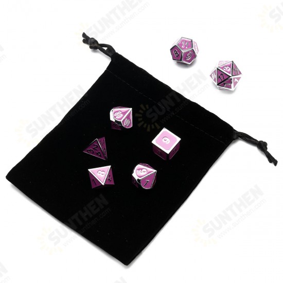 7 Pcs Multisided Dice Heavy Metal Polyhedral Dice Set Role Playing Games Dices with Bag