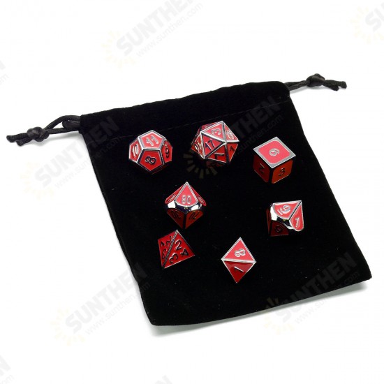 7 Pcs Multisided Dice Heavy Metal Polyhedral Dice Set Role Playing Games Dices with Bag