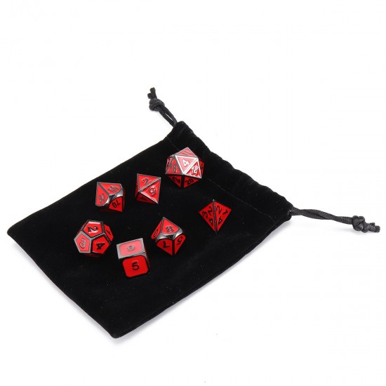 7 Pcs Multisided Dice Heavy Metal Polyhedral Dice Set Role Playing Games Dices with Bag