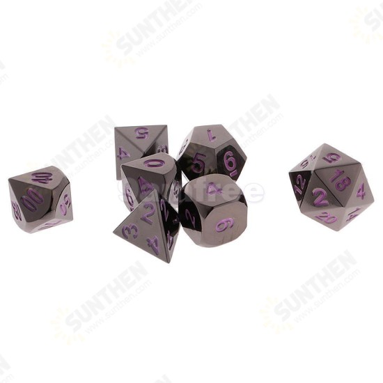 7 Pcs Zinc Alloy Multisided Dice Set Role Playing Games DiceS Gadget With Bag