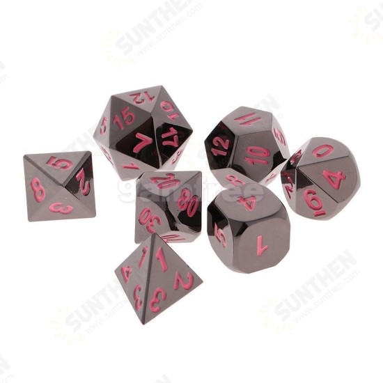 7 Pcs Zinc Alloy Multisided Dice Set Role Playing Games DiceS Gadget With Bag