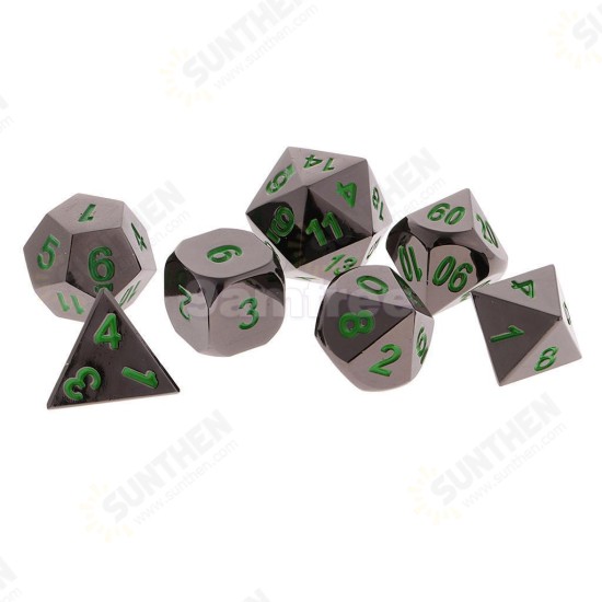 7 Pcs Zinc Alloy Multisided Dice Set Role Playing Games DiceS Gadget With Bag