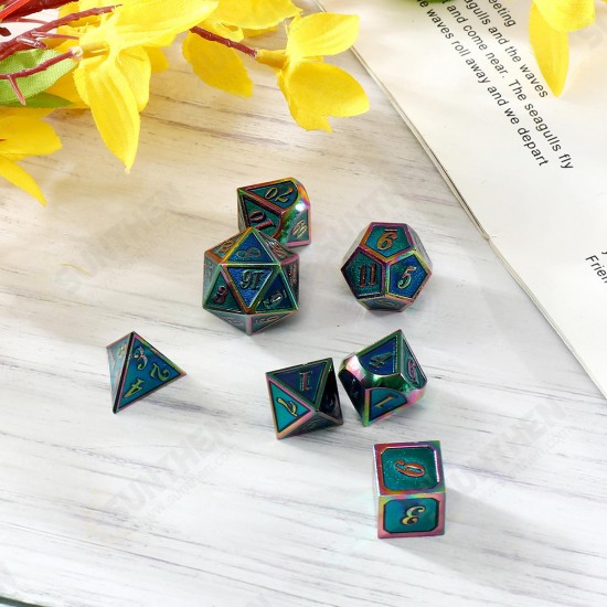 7PCS Metal Polyhedral Dices Set For Dungeons and Dragons Dice Desktop Table RPG Game