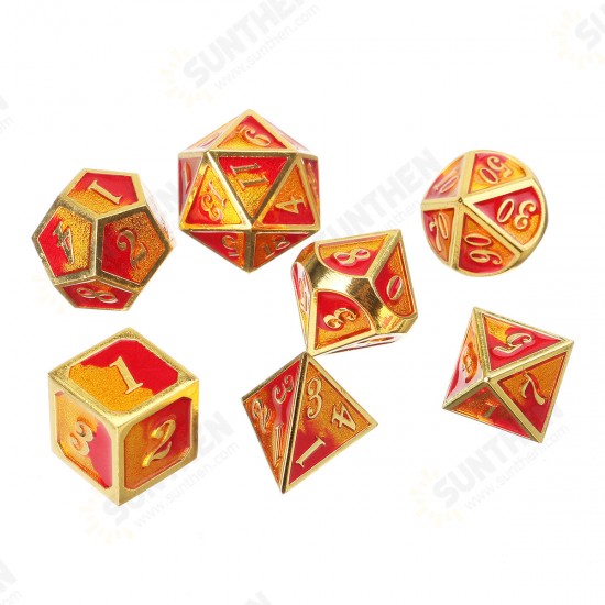 7PCS/SET Creative Metal Multi-faced Dice Set Heavy Duty Polyhedral Dices Role Playing Game Party Game Dice W/ Case