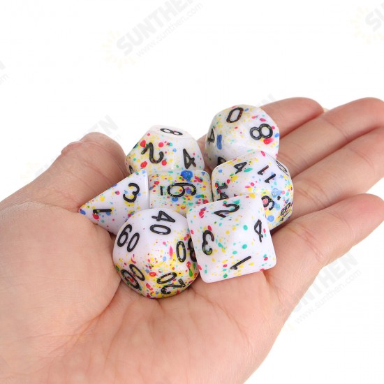 7Pcs Acrylic Polyhedral Dice Set Colorful Board Game Multisided Dices Gadget