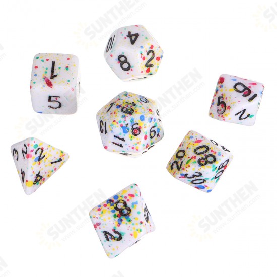 7Pcs Acrylic Polyhedral Dice Set Colorful Board Game Multisided Dices Gadget