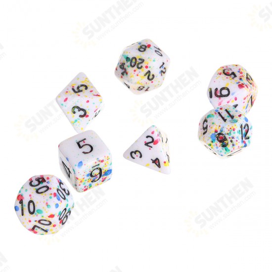 7Pcs Acrylic Polyhedral Dice Set Colorful Board Game Multisided Dices Gadget