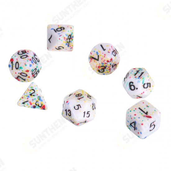 7Pcs Acrylic Polyhedral Dice Set Colorful Board Game Multisided Dices Gadget