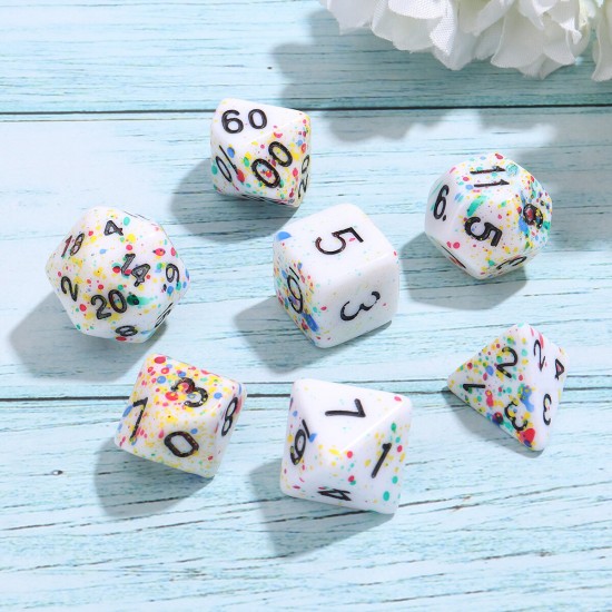 7Pcs Acrylic Polyhedral Dice Set Colorful Board Game Multisided Dices Gadget